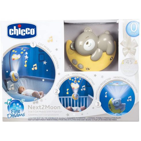 Chicco Next 2 Moon zenélő projektor 3 funkcióval - natural