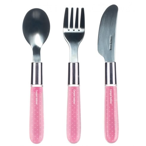 Canpol fém evőeszköz kanál, villa, kés 18hó+ rózsaszín