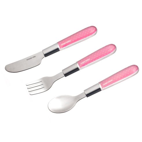 Canpol fém evőeszköz kanál, villa, kés 18hó+ rózsaszín