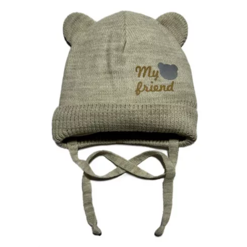 Minimanó kötött sapka pamuttal bélelve (36-38) MY BEAR FRIEND bézs