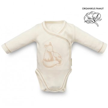   Kenguru Gold Átlapolt csecsemő kombidressz (50-56) ekrü róka mintával