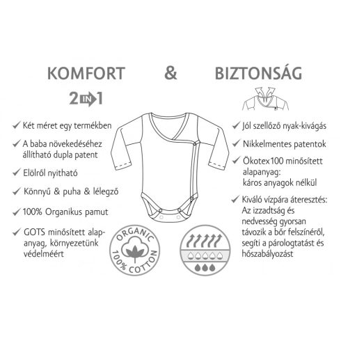 Kenguru Gold Átlapolt csecsemő kombidressz (56-62) ekrü róka mintával