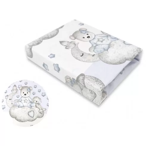 Baby Shop pamut,gumis lepedő 60*120 cm - Csillagos maci kék