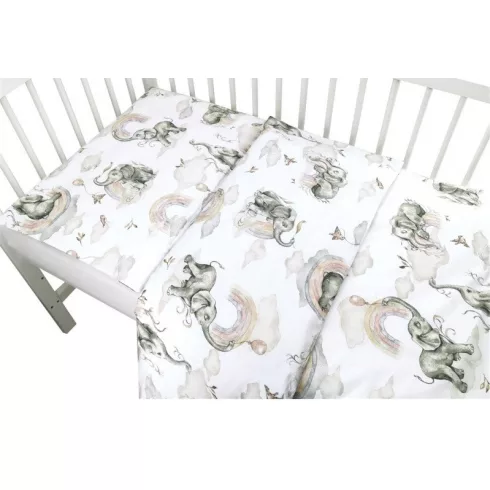 Baby Shop ágynemű huzat 90*120cm - szivárványos elefánt 