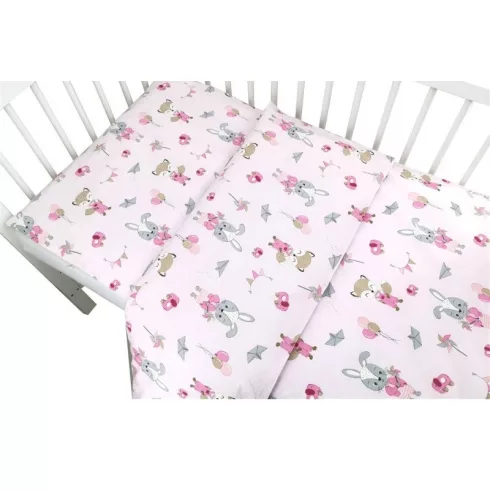 Baby Shop ágynemű huzat 90*120cm - rózsaszín róka és nyuszi