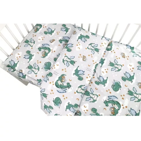 Baby Shop ágynemű huzat 90*120cm - szürke/zöld sárkány 
