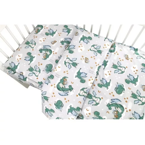 Baby Shop ágynemű huzat 100*135 cm - szürke/zöld sárkány 