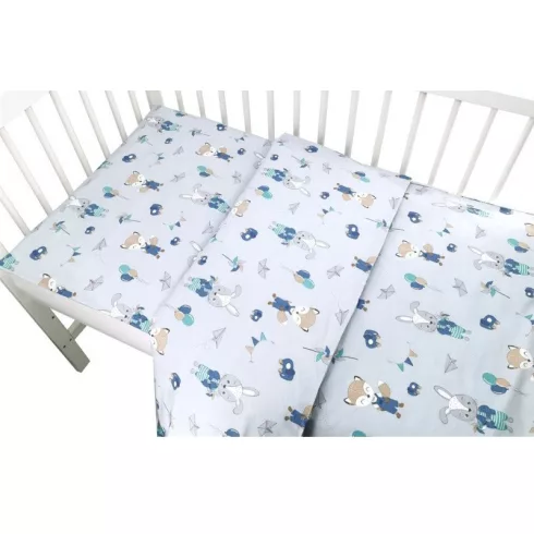 Baby Shop ágynemű huzat 100*135 cm - kék róka és nyuszi 