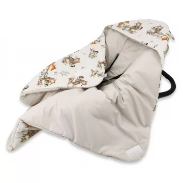   Kétoldalas takaró autós hordozóba 90*90 cm 2,5 TOG - Róka és barátai bézs