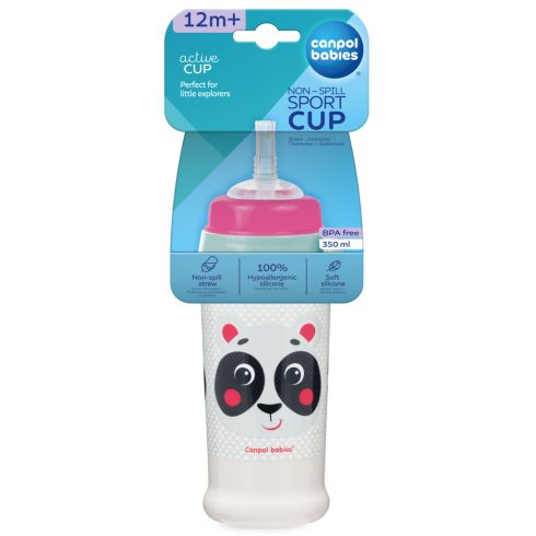 Canpol Sport itatópohár cseppmentes szívószállal 350 ml 12h+ Panda