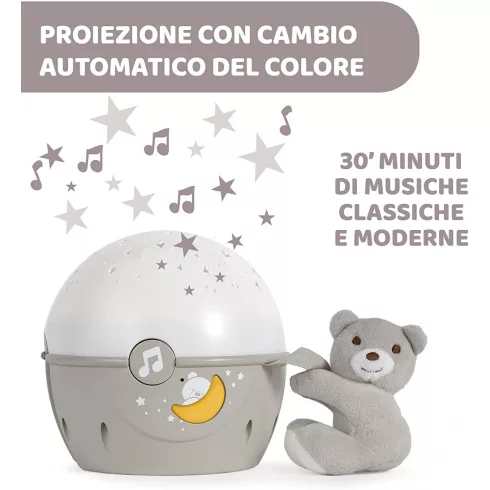 Chicco NEXT2 STARS babaágyra rögzíthető projektor plüss macival - Neutral