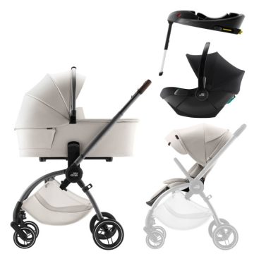   Britax Römer Rio Lux babakocsi szett (Rio babakocsi + mózeskosár) ajándék Baby-Safe Core hordozó + bázis -
Soft Taupe