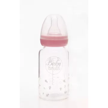 Baby Bruin hőálló üveg cumisüveg 120 ml - rózsaszín