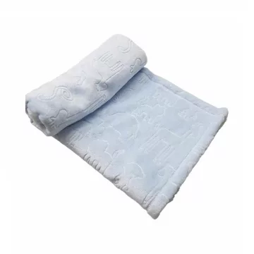 Wellsoft, nyomott mintás babatakaró 70*90 cm - kék