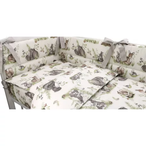 Baby Shop 3 részes ágynemű garnitúra - Erdei barátok natúr/zöld