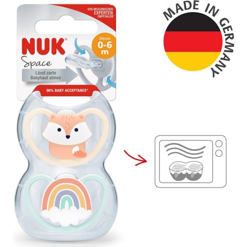 NUK Space szilikon cumi 0-6 hó 2db - Róka/szivárvány