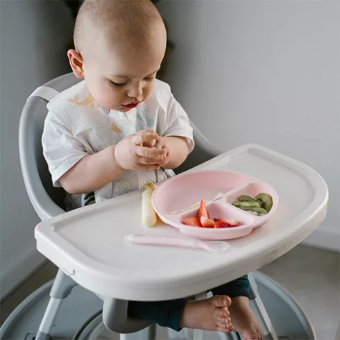 BabyOno szilikon osztott tányér tapadókoronggal  6m+ rózsaszín