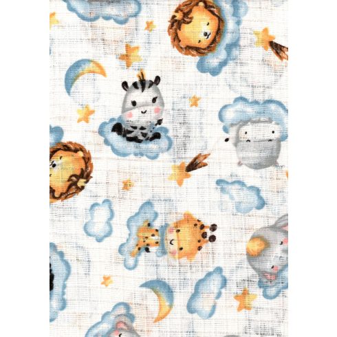 Mintás textil pelenka 1db-os - cuki állatok kék