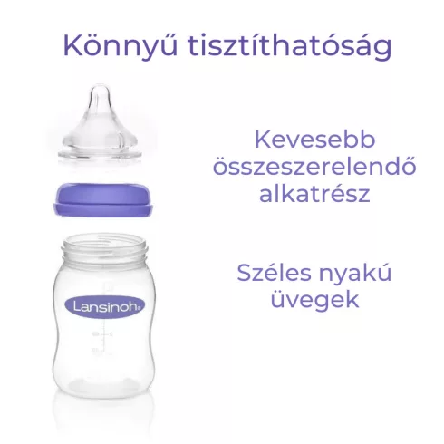 Lansinoh 2 fázisú kézi mellszívó + 160 ml cumisüveg szettben