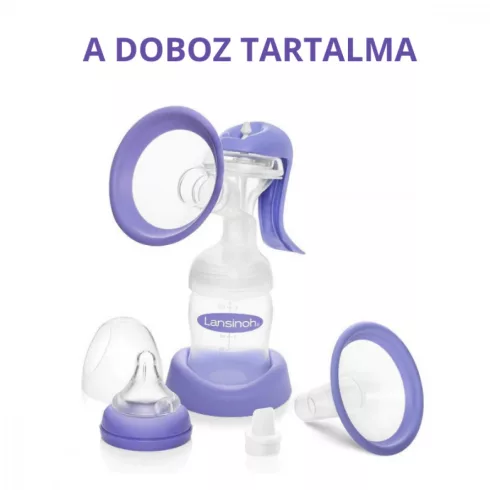 Lansinoh 2 fázisú kézi mellszívó + 160 ml cumisüveg szettben