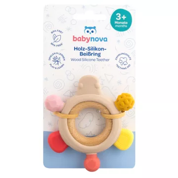 Baby-Nova szilikon és fa rágóka 3hó+ (lányos)