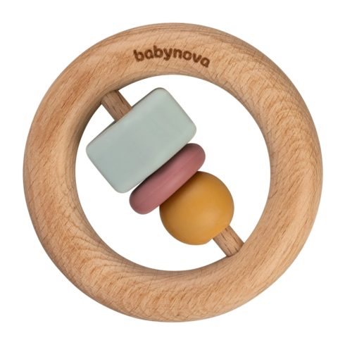 Baby-Nova szilikon és fa rágóka  a motoros készségek fejlődésére 0hó+