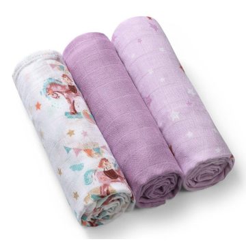   BabyOno 3 db-os színes,mintás bambusz textilpelenka  - lila