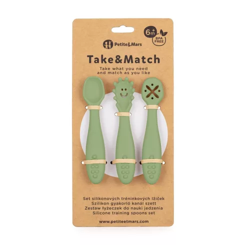 P&M Szilikon gyakorló kanál szett 3 db Take&Match Sweet Pea 6m+