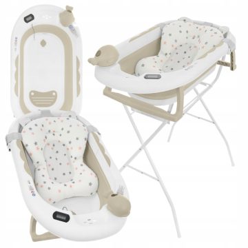   Premium Összecsukható kád hőmérővel és anatómiai támasztékkal + állvány - Ola Beige 