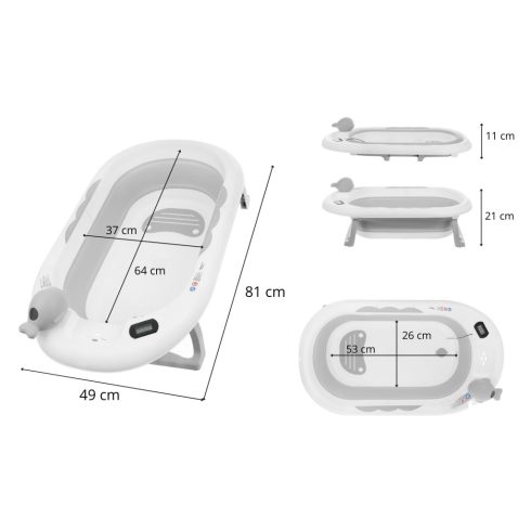 Premium Összecsukható kád hőmérővel és anatómiai támasztékkal + állvány - Ola Beige 