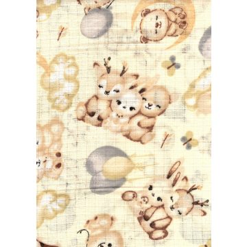 Mintás textil pelenka 1db-os - Őzike,Nyuszi,Maci bézs