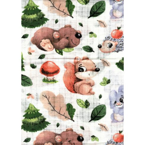 1db-os mintás textil pelenka - mókus és barátai