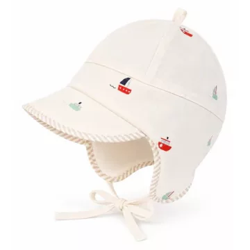   Minimanó Nyári Fiú Bébi sapka (36) - Fehér Vitorlás Kötős