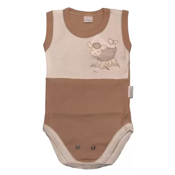   Trimex Ujjatlan dupla patentos baba body (86) - mogyoró/natúr bárány 