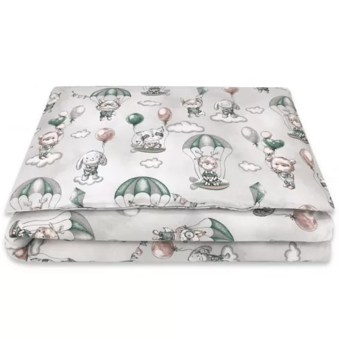 Baby Shop 5 részes babaágynemű - szürke/zöld lufis állatok
