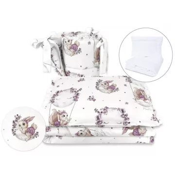 Baby Shop 5 részes babaágynemű - Holdas nyuszi lila