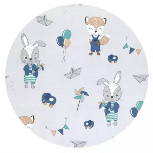 Baby Shop 3 részes ágynemű garnitúra - kék róka és nyuszi