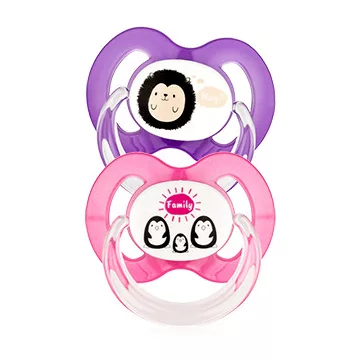   Baby-Nova szilikon fogszabályzós cumi 18+ hó 2db/csom. - lila süni/ pink pingvin