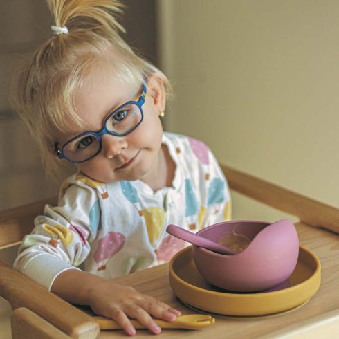 PETITE&MARS Szilikon tál tapadókoronggal TAKE&MATCH  Dusty Rose 6m+