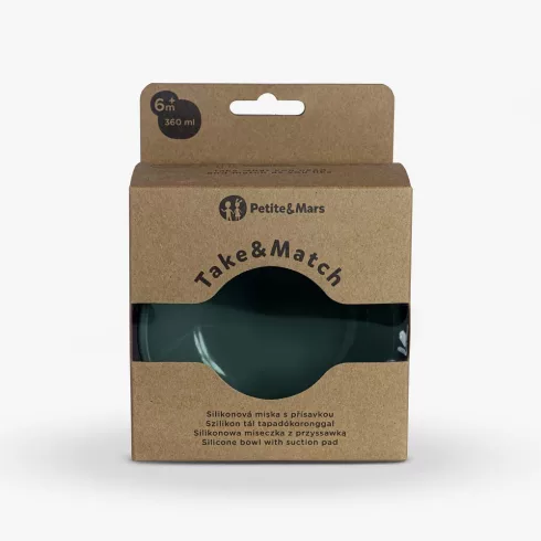 PETITE&MARS Szilikon tál tapadókoronggal TAKE&MATCH Misty Green 6m+