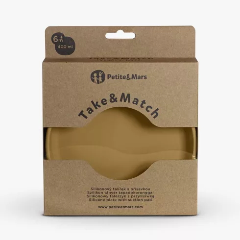 PETITE&MARS Szilikon tányér tapadókoronggal TAKE&MATCH Intense Ochre 6m+
