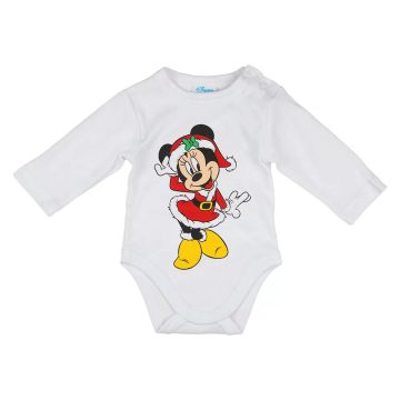   Disney Minnie karácsonyi hosszú újjú baba body fehér (74)