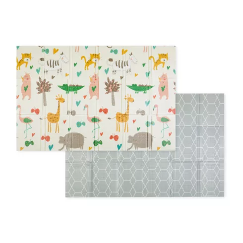 PETITE&MARS Összehajtható játszószőnyeg Campy L - Animals&Hexagon