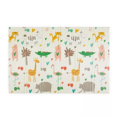 PETITE&MARS Összehajtható játszószőnyeg Campy L - Animals&Hexagon