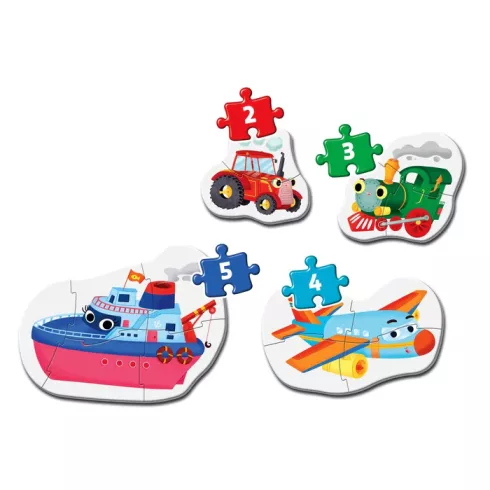 Clementoni Járművek 4 az 1-ben Supercolor formapuzzle