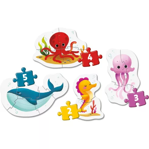 Clementoni Tengeri élővilág 4 az 1-ben bébi puzzle 2-3-4-5db-os