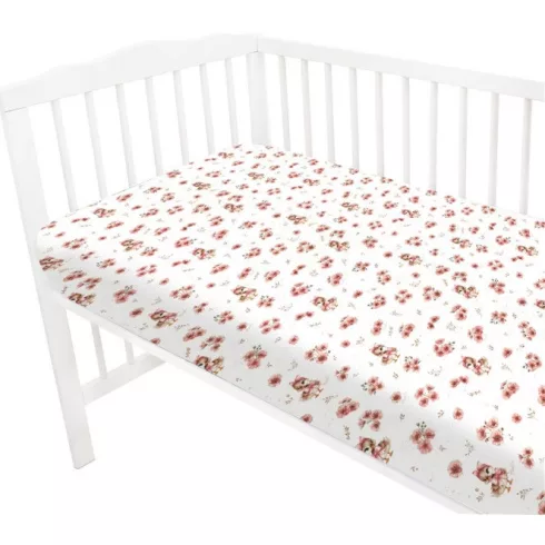 Baby Shop pamut,gumis lepedő 80*160 cm  - rózsaszín kacsa 