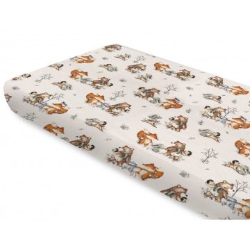   Baby Shop pamut,gumis lepedő 80*160 cm  - Róka és barátai -klón