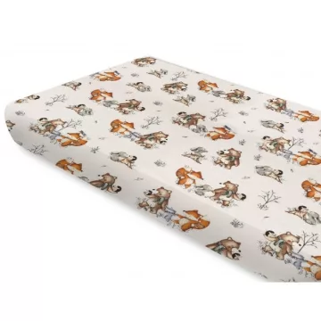   Baby Shop pamut,gumis lepedő 80*160 cm  - Róka és barátai 