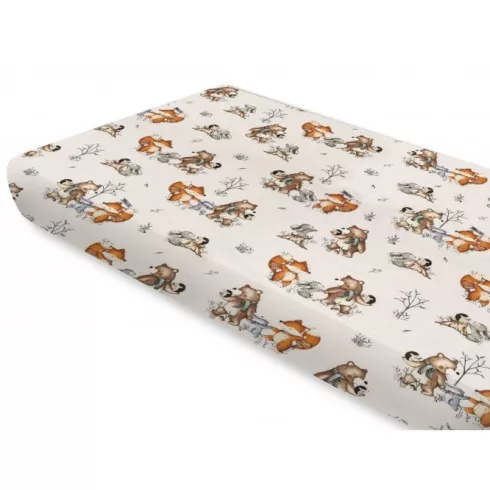 Baby Shop pamut,gumis lepedő 80*160 cm  - Róka és barátai 